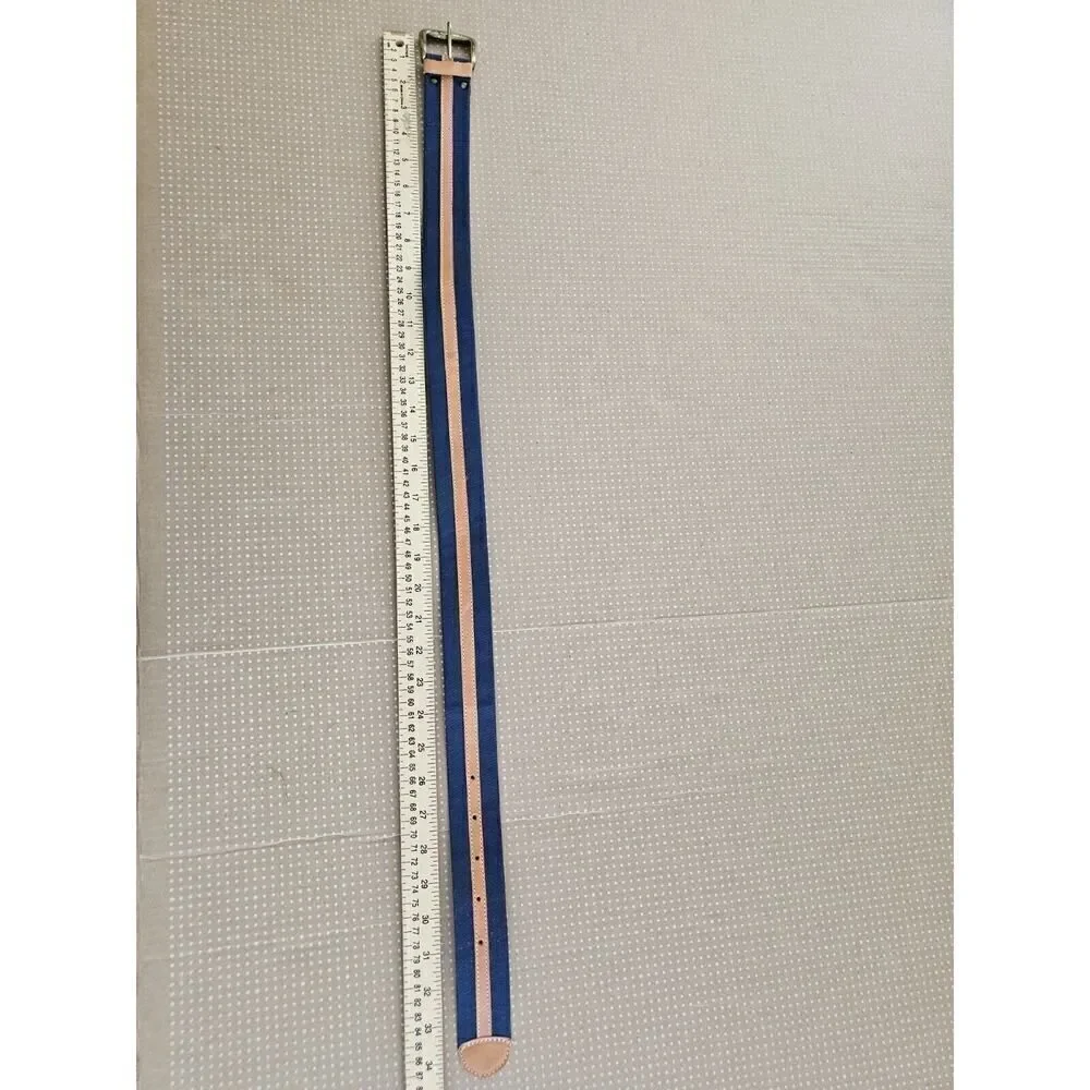 Axcess Belt Nylon Canvas Print Sz Small Made in Italy Blue Beige